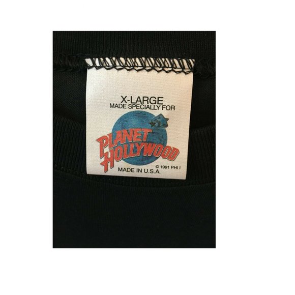 Vtg 1991 Dallas Planet Hollywood Men's Black T-Shirt Cowboy Riders XL BRAND NEW - Picture 3 of 4